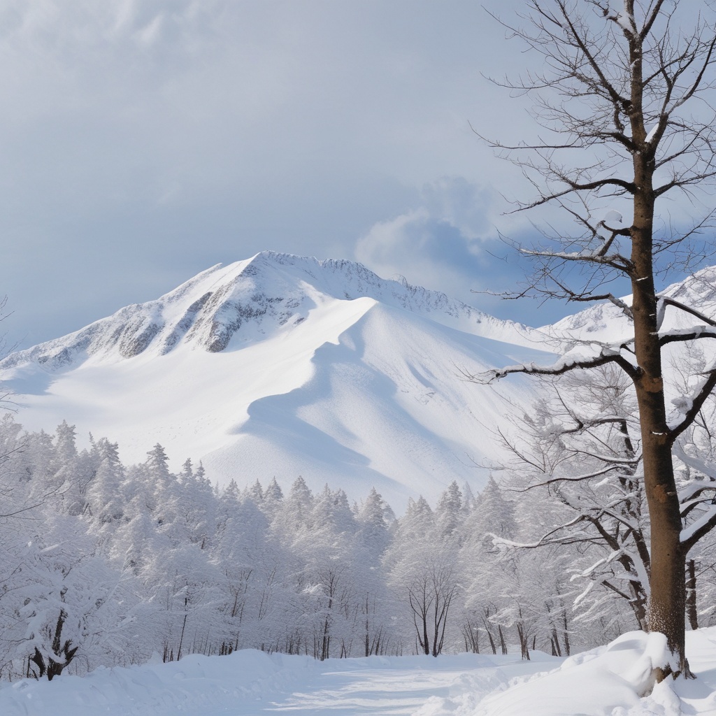 Beautiful snowy mountain in Nagano